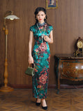 Modern Chinese Qipao, Mulberry Silk cheongsam,  Evening Dress, turquoise color qipao
