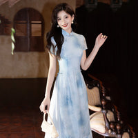 Modern Aodai, aodai qipao, flower pattern, 2 colors