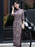 Modern Chinese qipao, Chinese Cheongsam, purple floral qipao, Ball Gowns