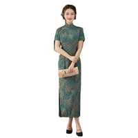 Modern Chinese qipao, Chinese Cheongsam, blue floral Qipao, Ball Gowns, Evening Dresses, mandarin collar