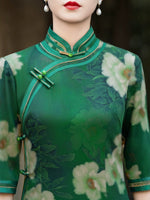 Modern Chinese Qipao, Chinese Cheongsam, 3/4 sleeve, Evening Dress, mandarin collar
