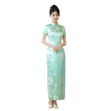Modern Chinese Qipao, Mulberry Silk cheongsam, Evening Dress, light green silk qipao