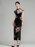 Modern Chinese Qipao, Chinese Cheongsam Dress, Evening Dresses, black velvet