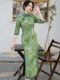 Modern Chinese Qipao, Chinese Cheongsam Dress, Evening Dresses, green color Dresses