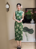 Chinese Cheongsam, velvet qipao, Sleeveless summer qipao