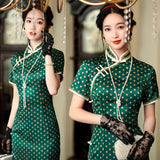 Traditionelles chinesisches Kleid, Cheongsam-Kleid, knielanges Qipao, atmungsaktives Sommer-Ramie-Qipao, Mandarinkragen