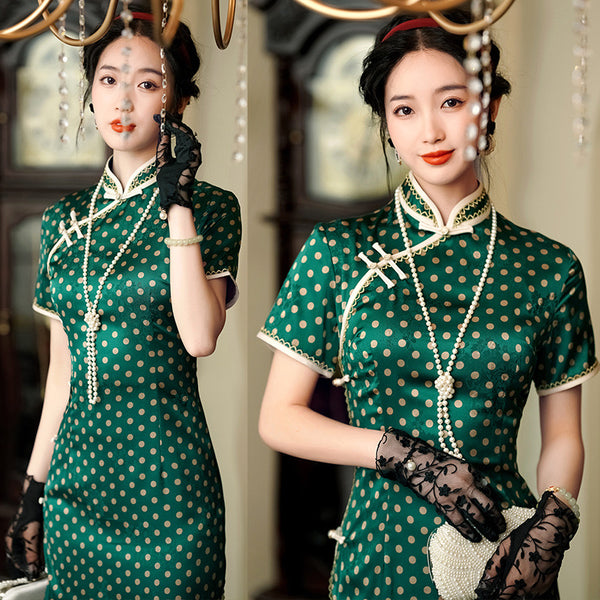 Qipao chinois moderne, robe Cheongsam, Qipao pleine longueur, col mandarin