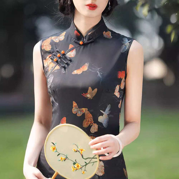 Free alteration, Traditional Chinese Qipao dress,  sleeveless qipao, Evening Dress, mandarin collar