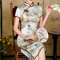 Modern Chinese Qipao dress, Mulberry Silk cheongsam,  Evening Dress