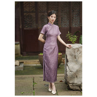 Modern Chinese qipao, mulberry silk Cheongsam, purple qipao, Silk qipao, spring dress