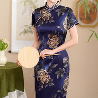 Traditionelles chinesisches Kleid, Cheongsam aus Maulbeerseide, Qipao aus Seide, Frühlingskleid, Mandarinkragen