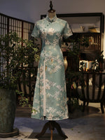 Modern Aodai, Knee length Cheongsam, Ao Dai, flower pattern, mandarin collar