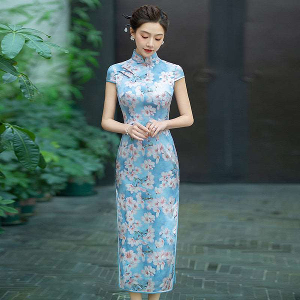 Modern Chinese Qipao, Mulberry Silk cheongsam, Evening Dress, Fuchsia QipaoMood Modern Chinese Qipao, Mulberry Silk cheongsam, Evening Dress, Fuchsia QipaoMood