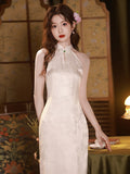 Modern Chinese Qipao, Cheongsam Dress, Evening Dress, cream jacquard qipao