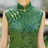 Modern Chinese Qipao dress, sleeveless qipao, Evening Dress, green qipao