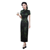 Qipao chinois moderne, cheongsam en soie de mûrier, robe de soirée, couleur noire, imprimés floraux