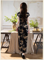 Modern Chinese qipao, Chinese Cheongsam Dress, Evening Dress, Ball Gowns, black velvet qipao