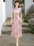 Modern Chinese Qipao, Chinese Cheongsam, pink aodai qipao, Ball Gowns, Long Evening Dress, mandarin collar