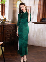 Modern Chinese Qipao, Chinese Cheongsam Dress, green color Dresses, Ball Gowns