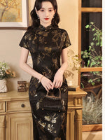 Qipao chinois moderne, Cheongsam en soie de mûrier, qipao noir, robe de printemps