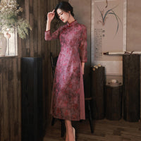 Traditional Chinese dress, Chinese Cheongsam, pink aodai qipao, Ball Gowns, Long Evening Dress, mandarin collar