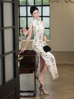 Chinese Cheongsam, velvet qipao, Evening Dress, Ball Gown, Sleeveless summer qipao