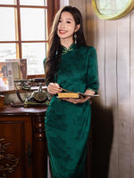 Modern Chinese Qipao, Chinese Cheongsam Dress, green color Dresses, Ball Gowns