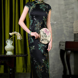 Modern Chinese qipao, mulberry silk Cheongsam, black Silk qipao, mandarin collar
