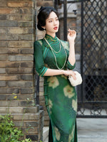 Modern Chinese Qipao, Chinese Cheongsam, 3/4 sleeve, Evening Dress, mandarin collar