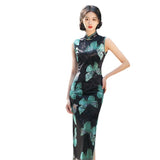 Kostenlose Änderung, traditionelles chinesisches Qipao-Kleid, Abendkleid, 2 Farben, Stehkragen