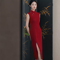 Traditionelles chinesisches Kleid, chinesisches Hochzeitskleid, chinesisches Cheongsam, rotes Qipao, Teezeremonie, Spitzen-Qipao, Mandarinkragen