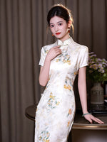 Traditional Chinese dress, China Cheongsam, flora qipao, Long summer qipao