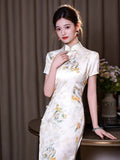 Traditional Chinese dress, China Cheongsam, flora qipao, Long summer qipao