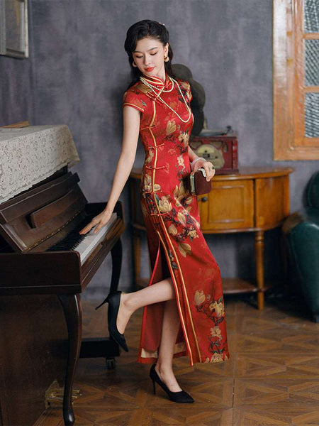 Free alteration, Traditional Chinese Qipao dress, Mulberry Silk cheongsam,  Evening Dress