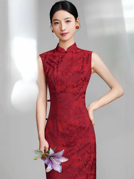 Modern Chinese Qipao, Chinese Cheongsam, tea ceremony  qipao, Red qipao