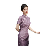 Modern Chinese qipao, mulberry silk Cheongsam, purple qipao, Silk qipao, spring dress