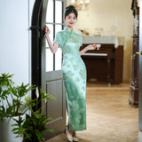 Modern Chinese Qipao, Mulberry Silk cheongsam, Evening Dress, light green silk qipao