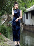 Modern Chinese qipao，Chinese Cheongsam Dress, Evening Dress, sleeveless velvet qipao