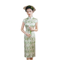 Modern Chinese dress, Evening Dress, Silk qipao, Floral print, Spring dress, mandarin collar