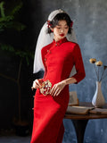 Modern Chinese Qipao, Chinese Cheongsam, tea ceremony lace qipao, Red qipao, wedding qipao