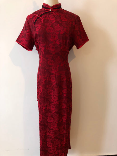 Qipao chinois moderne, robe Cheongsam chinoise, qipao floral rouge, robes de bal, col mandarin