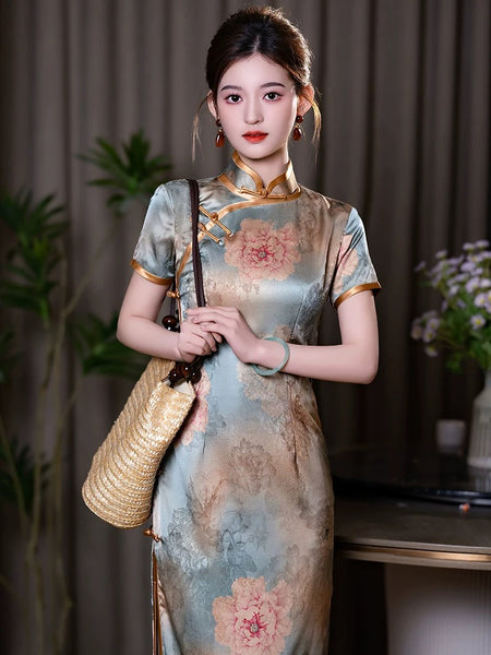 Modern Chinese Qipao, Chinese Cheongsam, Ball Gowns, Long Evening Dress, mandarin collar