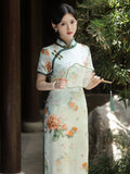 Modern Chinese Qipao, Chinese Cheongsam Dress, Ball Gowns, 3/4 sleeve, mandarin collar