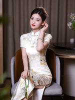 Traditional Chinese dress, China Cheongsam, flora qipao, Long summer qipao