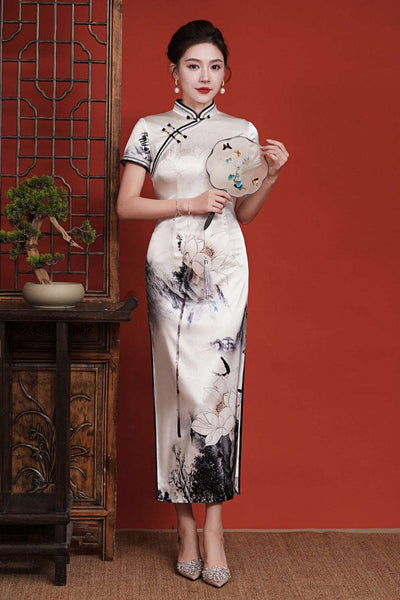 Free alteration, Traditional Chinese Qipao dress, Mulberry Silk cheongsam,  Evening Dress,  light summer dress