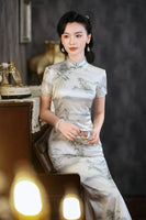 Modern Chinese Qipao, Mulberry Silk cheongsam,  Evening Dress, mandarin collar