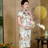 Modern Chinese Qipao dress, Mulberry Silk cheongsam,  Evening Dress
