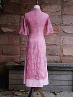 Modern Aodai, Knee length Cheongsam, aodai qipao, flower pattern, pink qipao