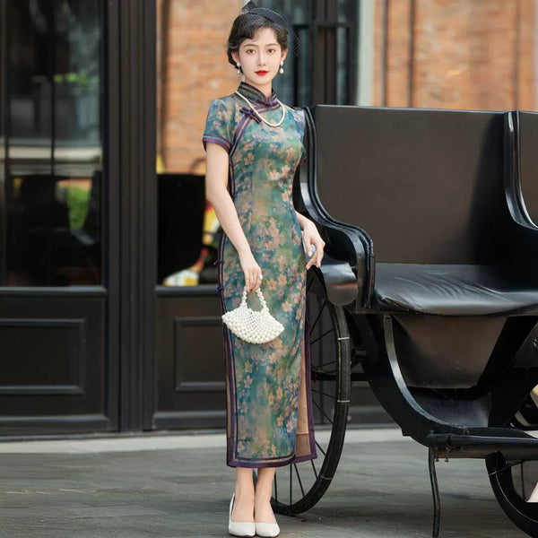 Modern Chinese Qipao, Chinese Cheongsam Dress, Evening Dress, Ball Gowns, Long Evening Dresses, 3/4 sleeve, mandarin collar Modern Chinese Qipao, Chinese Cheongsam Dress, Evening Dress, Ball Gowns, Long Evening Dresses, 3/4 sleeve, mandarin collar