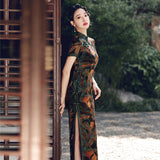 Qipao chinois moderne, robe Cheongsam chinoise, qipao jacquard vert, robes de bal, col mandarin